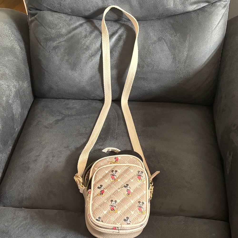 Disney Tan Crossbody Bag with Mickey Mouse Pattern